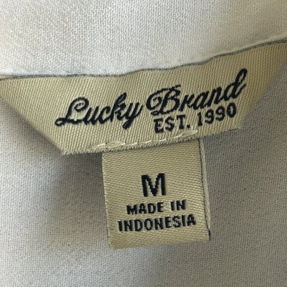 Lucky Brand White Lightweight Flowy Military Button Front Shirt Size Medium - Picture 4 of 9